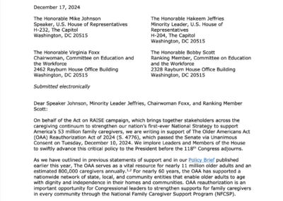 Letter of Support for 2024 OAA Reauthorization